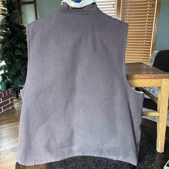 Forge Vest Mens X-Large Brown Canvas Sherpa Lined Full Zip Ranch Work Wear - Picture 4 of 4